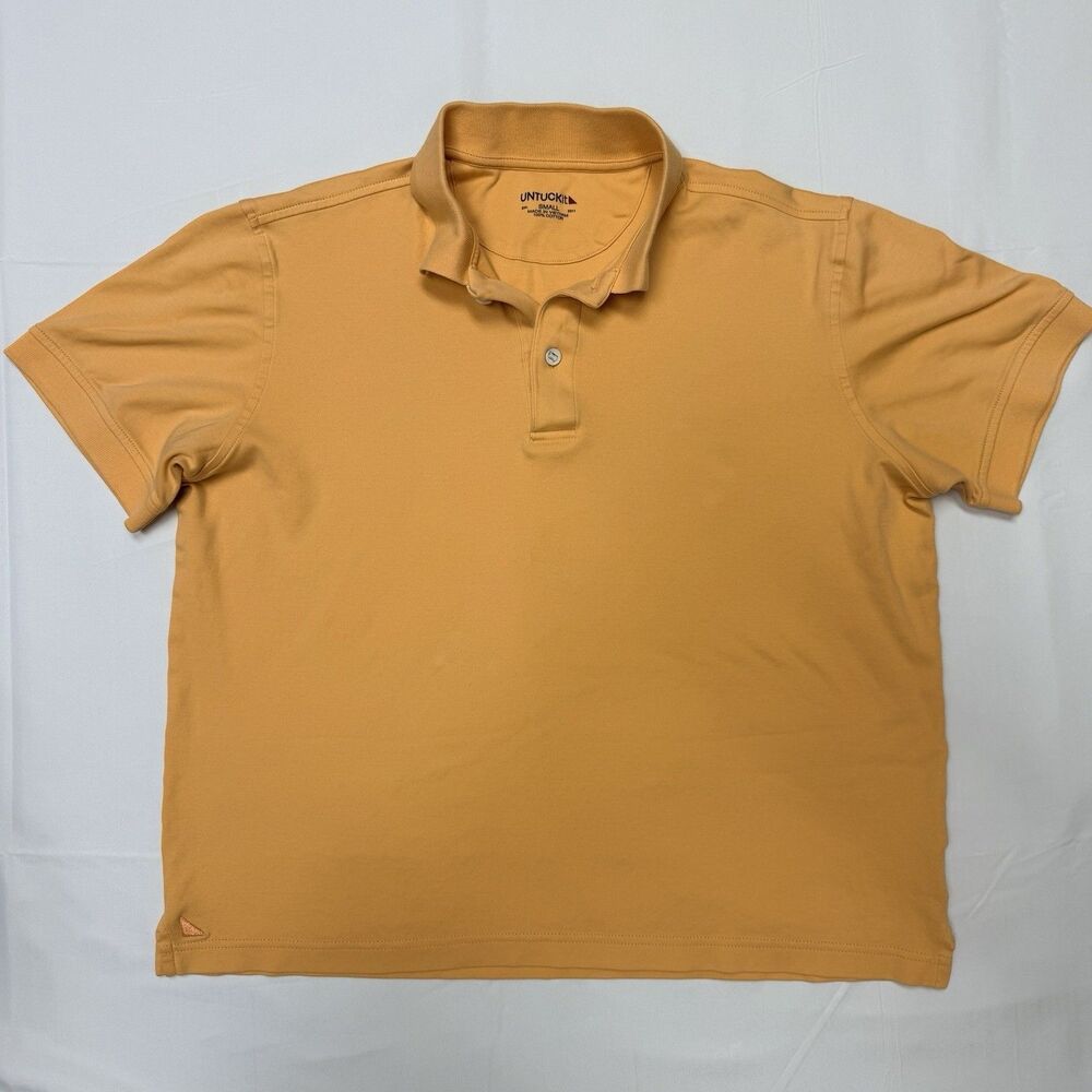UNTUCKIT Shirt Mens Small Orange DAMASCHINO Golf Polo 100% COTTON Style 35510